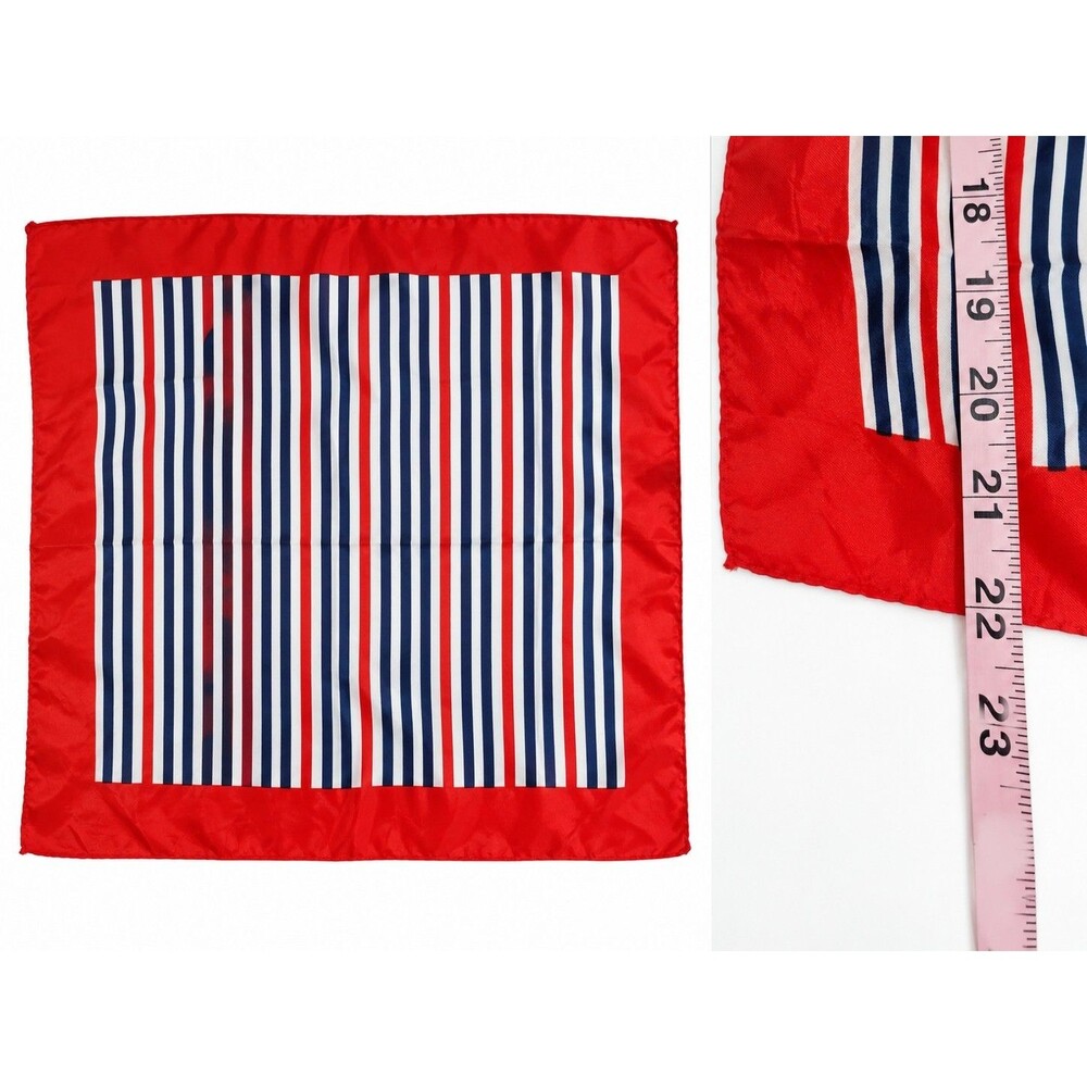 Vintage Glentex Red White Navy Striped Square Scarf Acetate Japan 22”